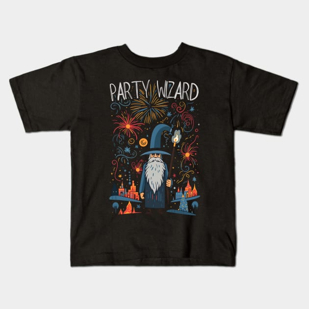 Party Wizard - Fireworks - Fantasy Kids T-Shirt by Fenay-Designs